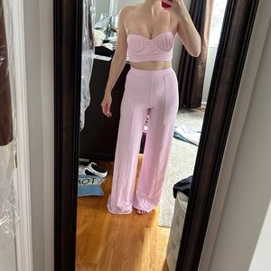 Oh Polly US 4 Pink Crop Cami and High Waist Pants Pink Set GORGEOUS